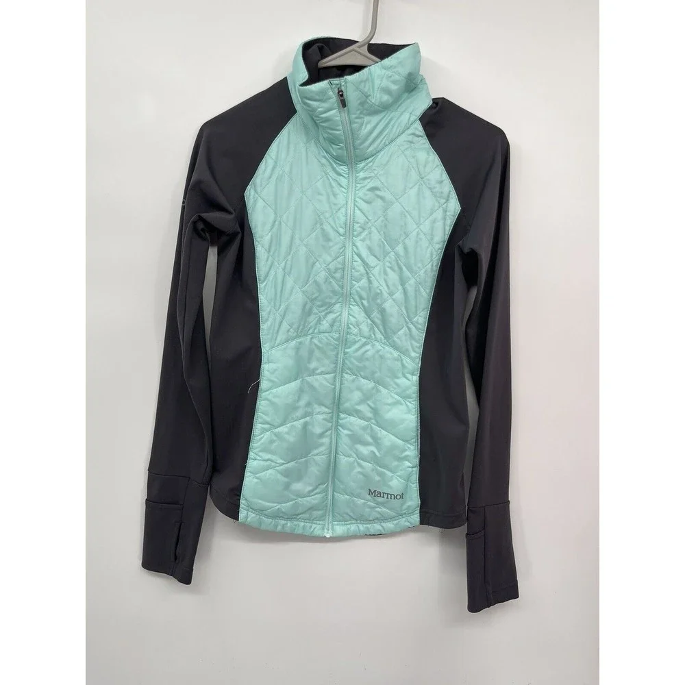Marmot Women's Quilted Lightweight Full Zip Jacket Mint Green Charcoal XS